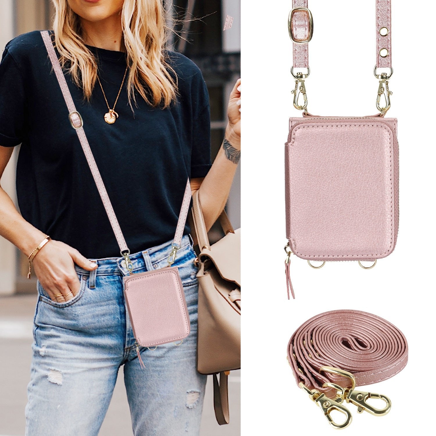 Étui en cuir avec fermeture éclair pour téléphone portable Samsung Galaxy Z Flip 3/4/5, porte-cartes 