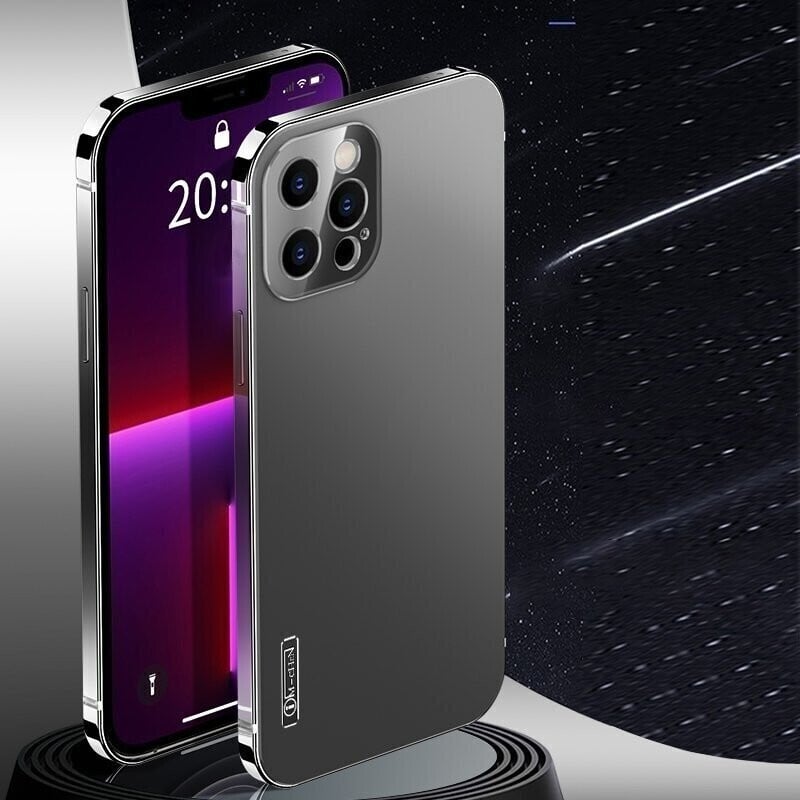 Coque mate avec cadre en acier inoxydable bleu 2024 pour iPhone 