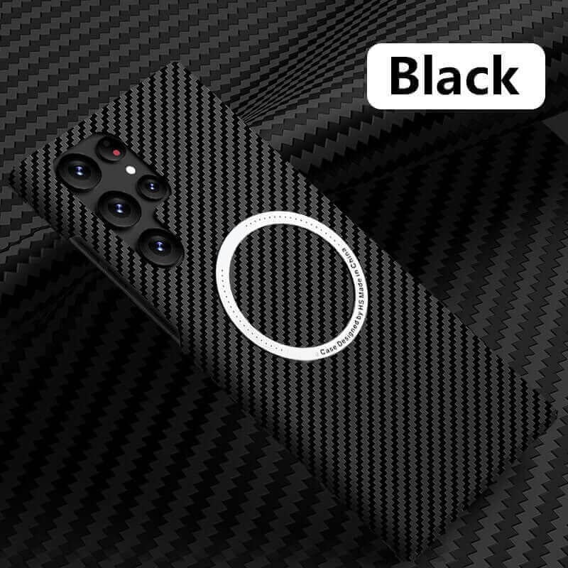 Coque de téléphone magnétique ultra-résistante en fibre de carbone anti-chute pour Samsung