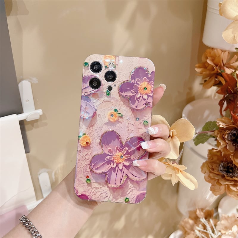 Coque de téléphone vintage à motif de fleurs peintes à l'huile, offre spéciale 