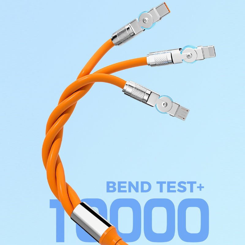 🔥Câble de données de charge rapide coudé rotatif 3 en 1 120 W⚡