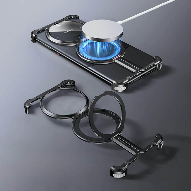 Coque de téléphone magnétique sans cadre en alliage d'aluminium de qualité aérospatiale pour iPhone 15 et Galaxy S24 