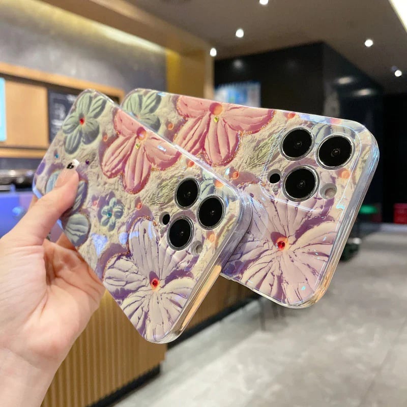 Coque de téléphone vintage à motif de fleurs peintes à l'huile, offre spéciale 