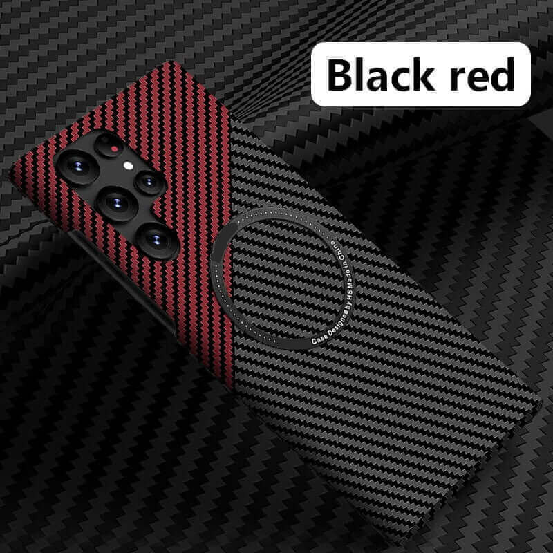 Coque de téléphone magnétique ultra-résistante en fibre de carbone anti-chute pour Samsung