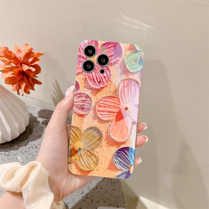 Coque de téléphone vintage à motif de fleurs peintes à l'huile, offre spéciale 