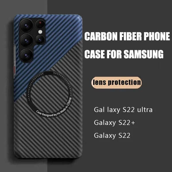 Coque de téléphone magnétique ultra-résistante en fibre de carbone anti-chute pour Samsung