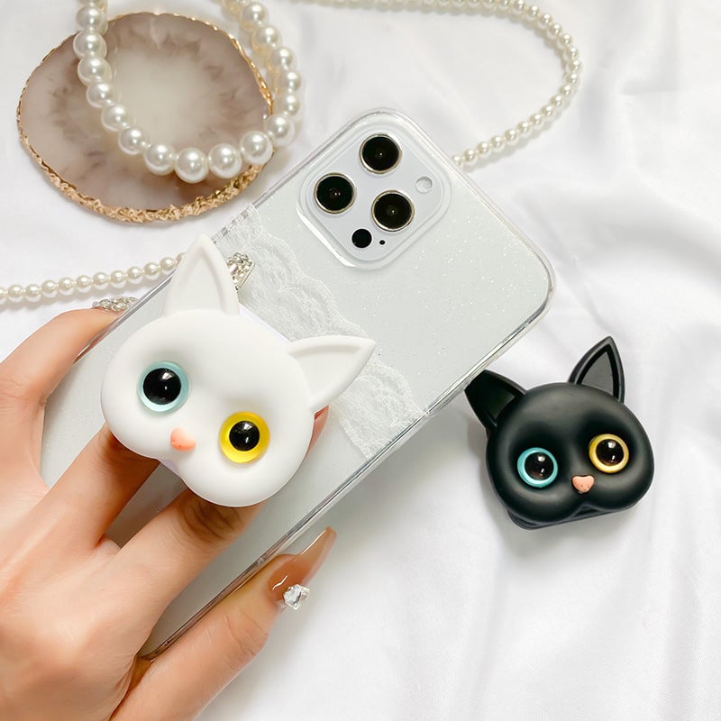 Support de téléphone 3D mignon en forme de chaton avec mini miroir