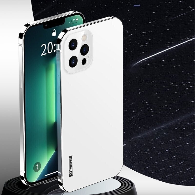 Coque mate avec cadre en acier inoxydable bleu 2024 pour iPhone 