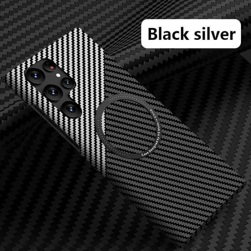 Coque de téléphone magnétique ultra-résistante en fibre de carbone anti-chute pour Samsung