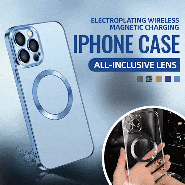 Coque iPhone à chargement magnétique sans fil avec lentille tout-en-un et galvanoplastie 