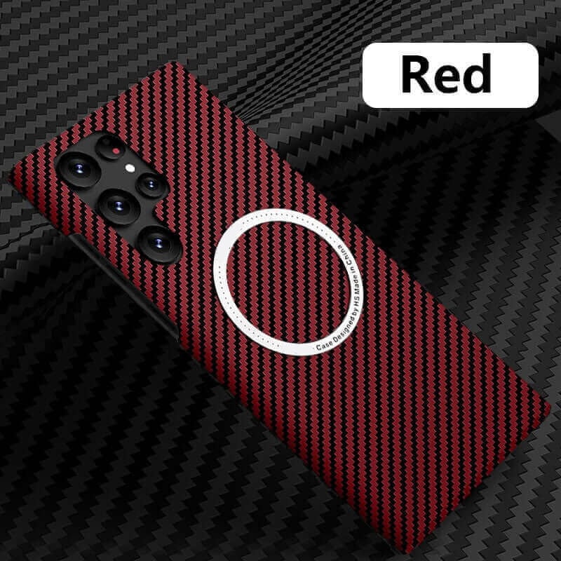 Coque de téléphone magnétique ultra-résistante en fibre de carbone anti-chute pour Samsung