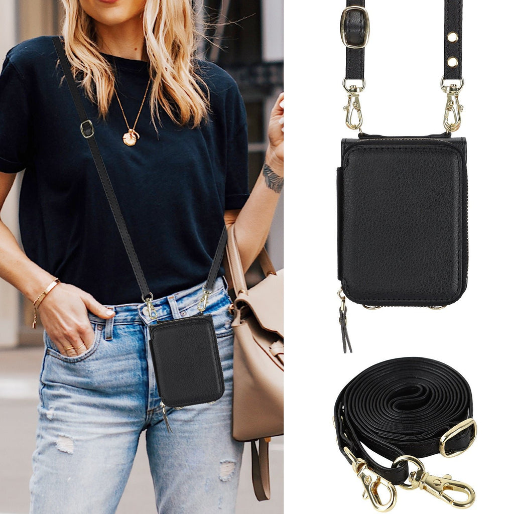 Étui en cuir avec fermeture éclair pour téléphone portable Samsung Galaxy Z Flip 3/4/5, porte-cartes 