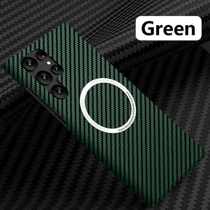 Coque de téléphone magnétique ultra-résistante en fibre de carbone anti-chute pour Samsung