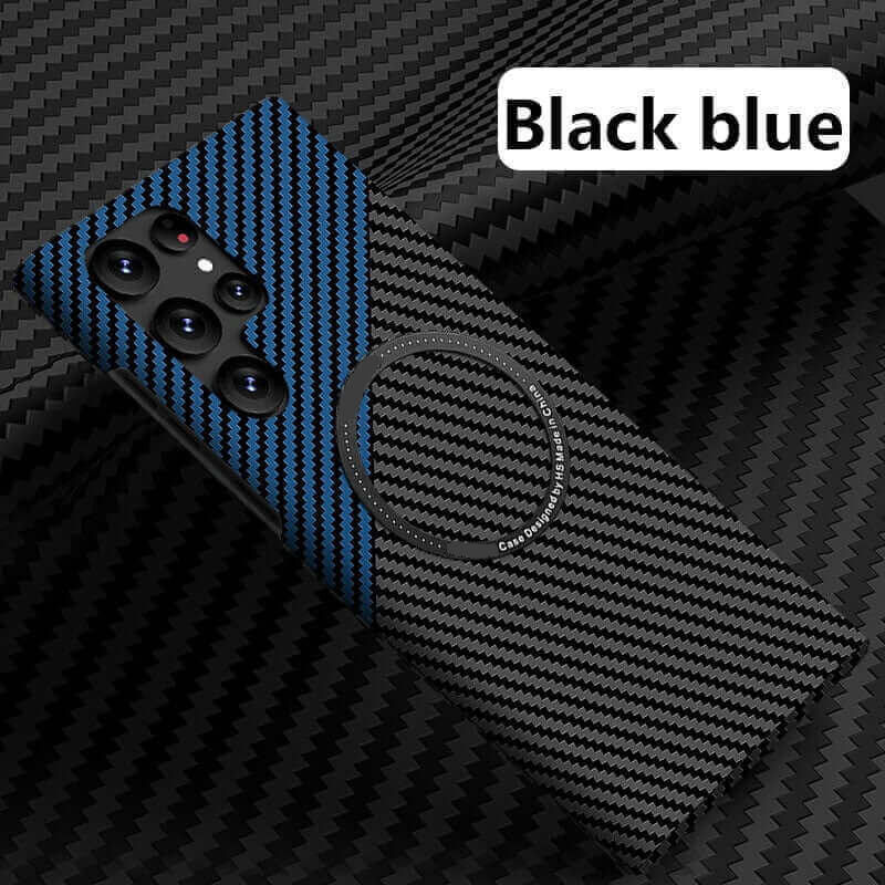 Coque de téléphone magnétique ultra-résistante en fibre de carbone anti-chute pour Samsung