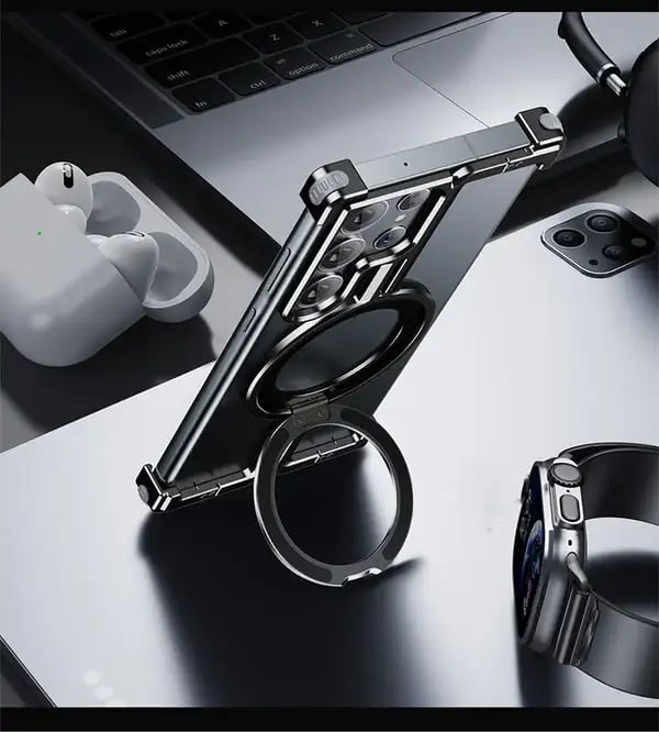 Coque de téléphone magnétique sans cadre en alliage d'aluminium de qualité aérospatiale pour iPhone 15 et Galaxy S24 