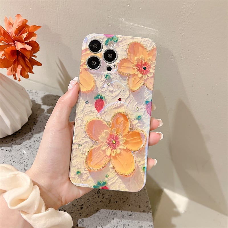 Coque de téléphone vintage à motif de fleurs peintes à l'huile, offre spéciale 