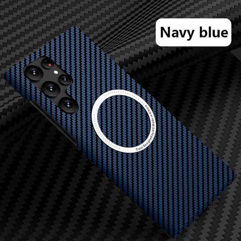 Coque de téléphone magnétique ultra-résistante en fibre de carbone anti-chute pour Samsung