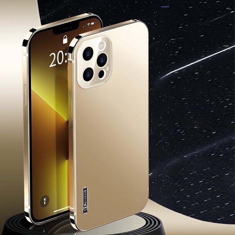 Coque mate avec cadre en acier inoxydable bleu 2024 pour iPhone 