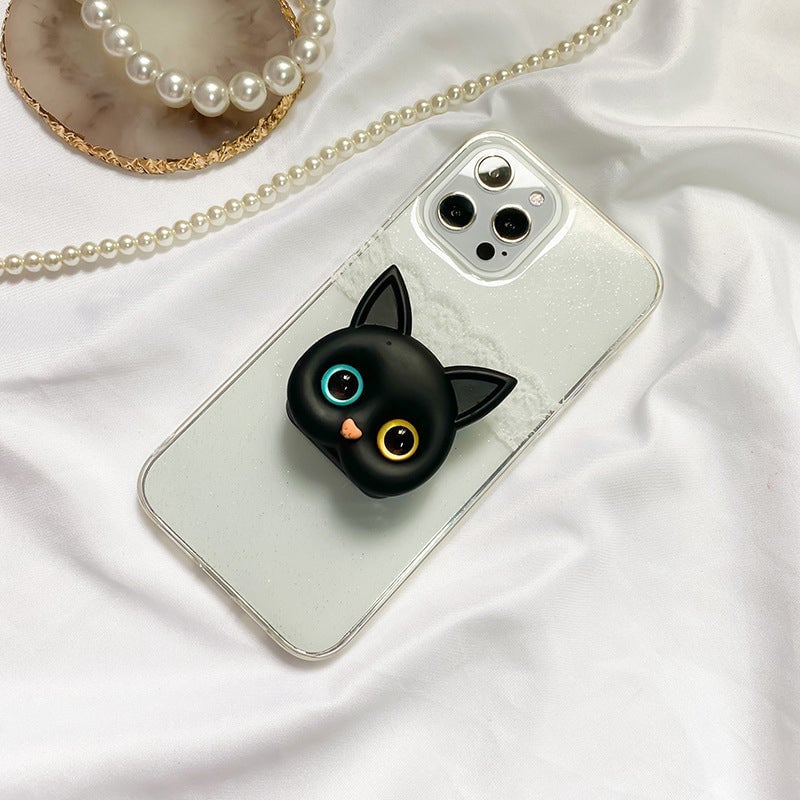 Support de téléphone 3D mignon en forme de chaton avec mini miroir