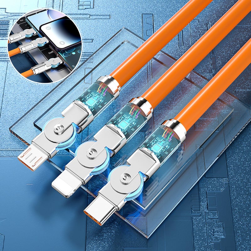 🔥Câble de données de charge rapide coudé rotatif 3 en 1 120 W⚡